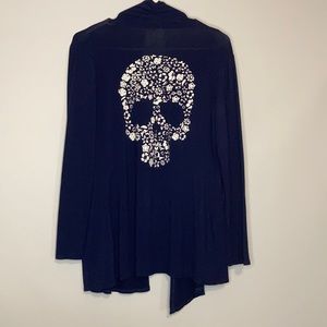 Cotton cardigan with flower skull back detail